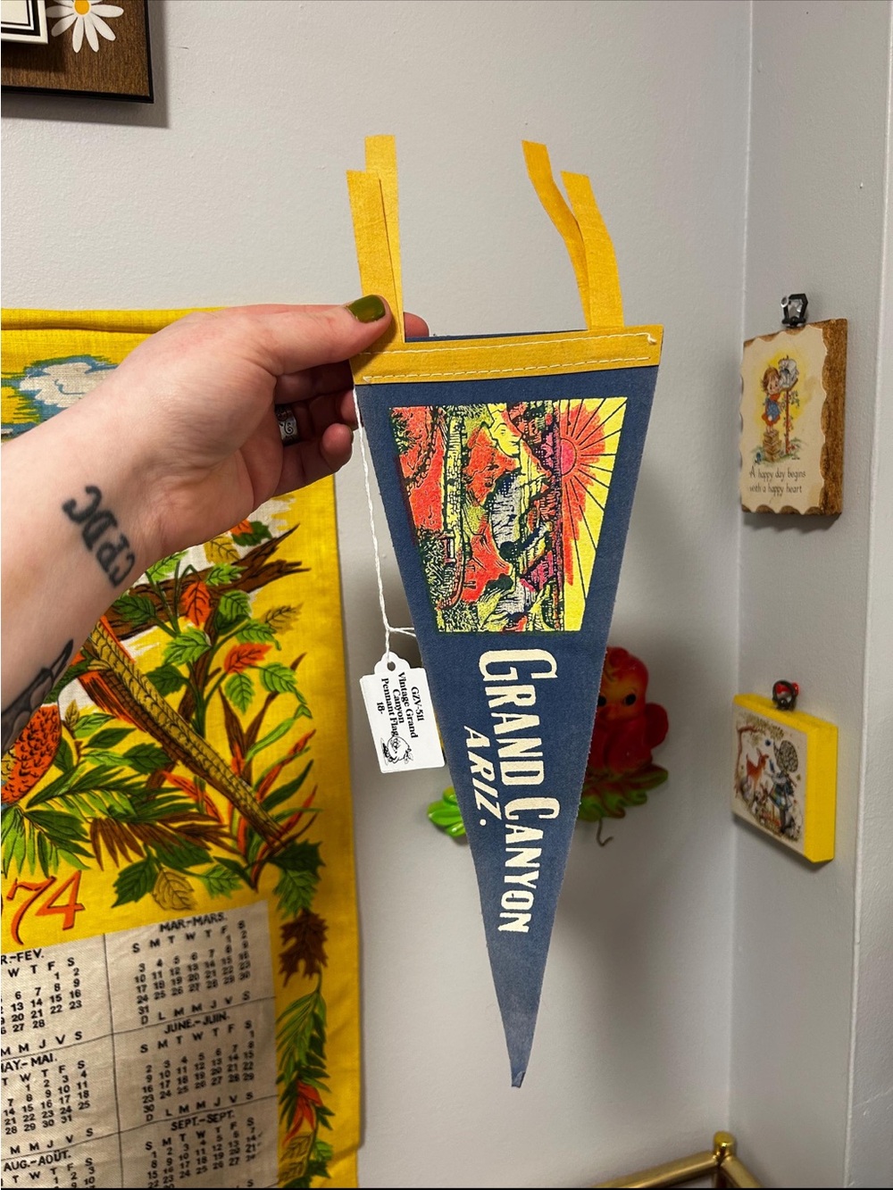 Vintage Grand Canyon Arizona Felt Pennant - Blue & Yellow